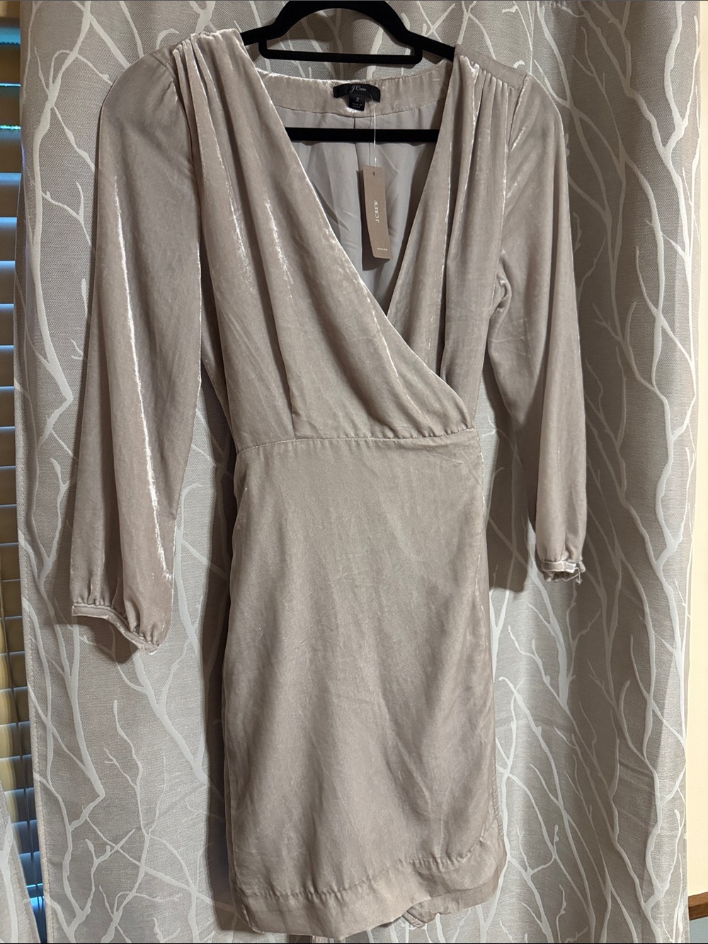 J. Crew Shimmery Sulver Velvet Wrap Dress